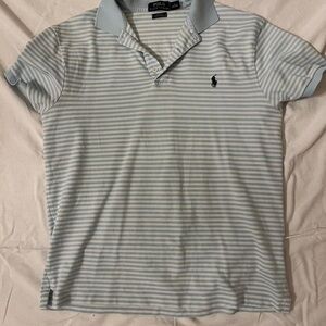 Striped blue and white Ralph Lauren polo